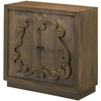 Brown Chiseled 2 Door Small Credenza Sunburn - LOOMLAN - LOOMLAN - Sideboards