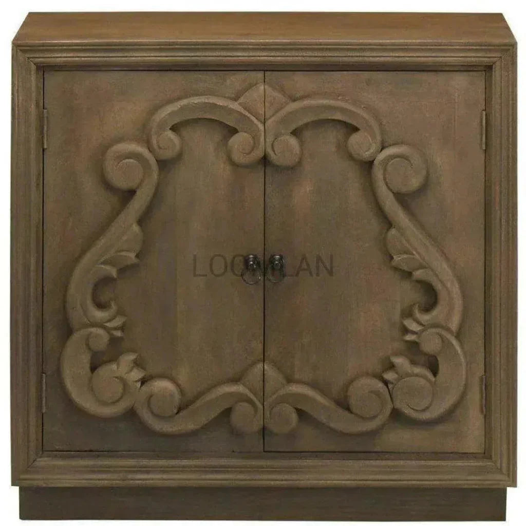 Brown Chiseled 2 Door Small Credenza Sunburn - LOOMLAN - LOOMLAN - Sideboards