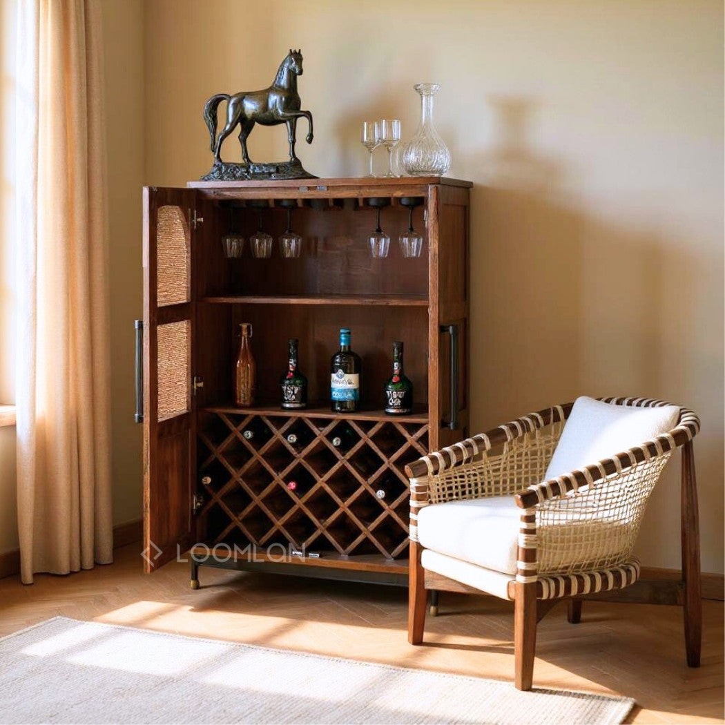 Jornessa Wooden Brown Bar Cabinet-Home Bar Cabinets-LOOMLAN-LOOMLAN