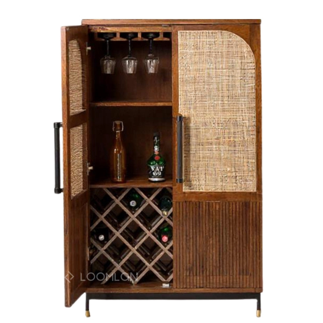 Jornessa Wooden Brown Bar Cabinet-Home Bar Cabinets-LOOMLAN-LOOMLAN