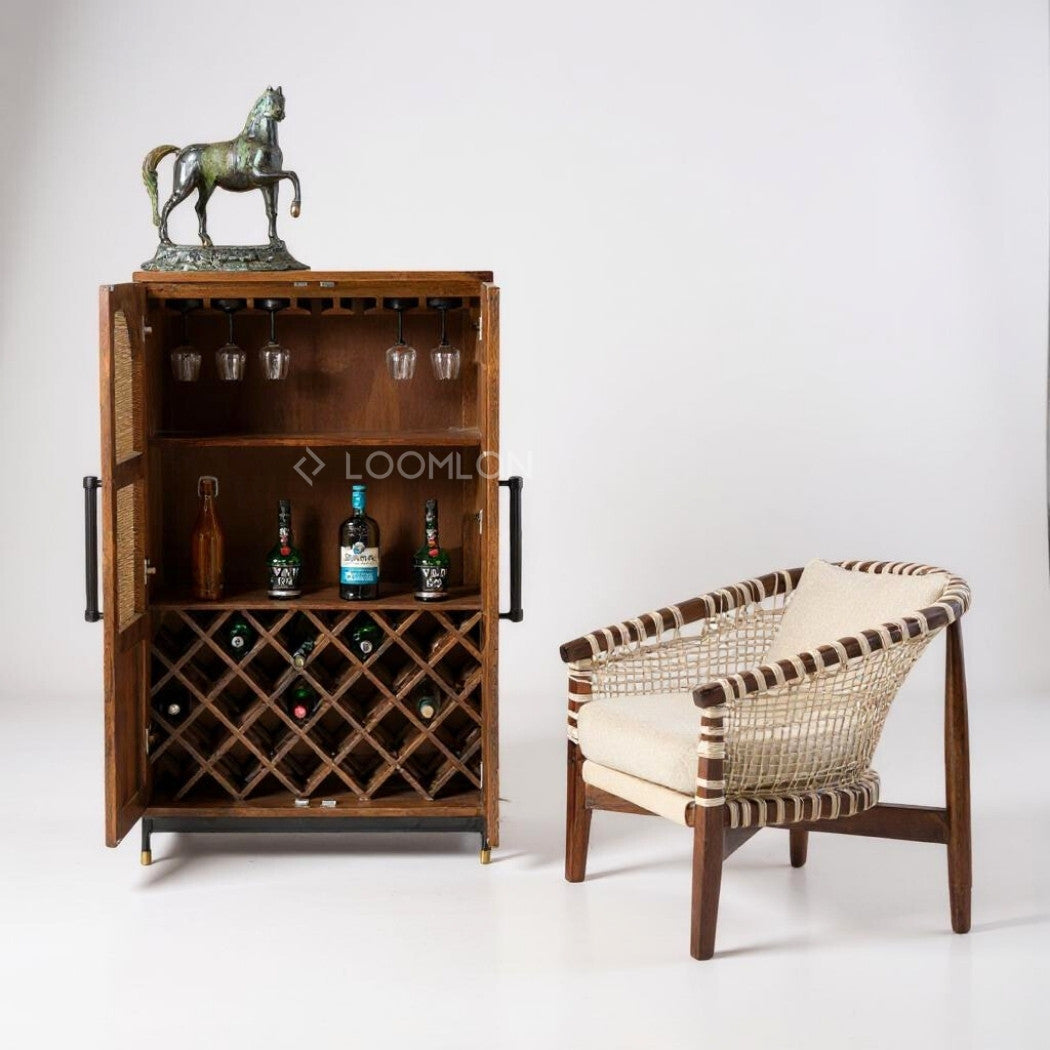 Jornessa Wooden Brown Bar Cabinet-Home Bar Cabinets-LOOMLAN-LOOMLAN