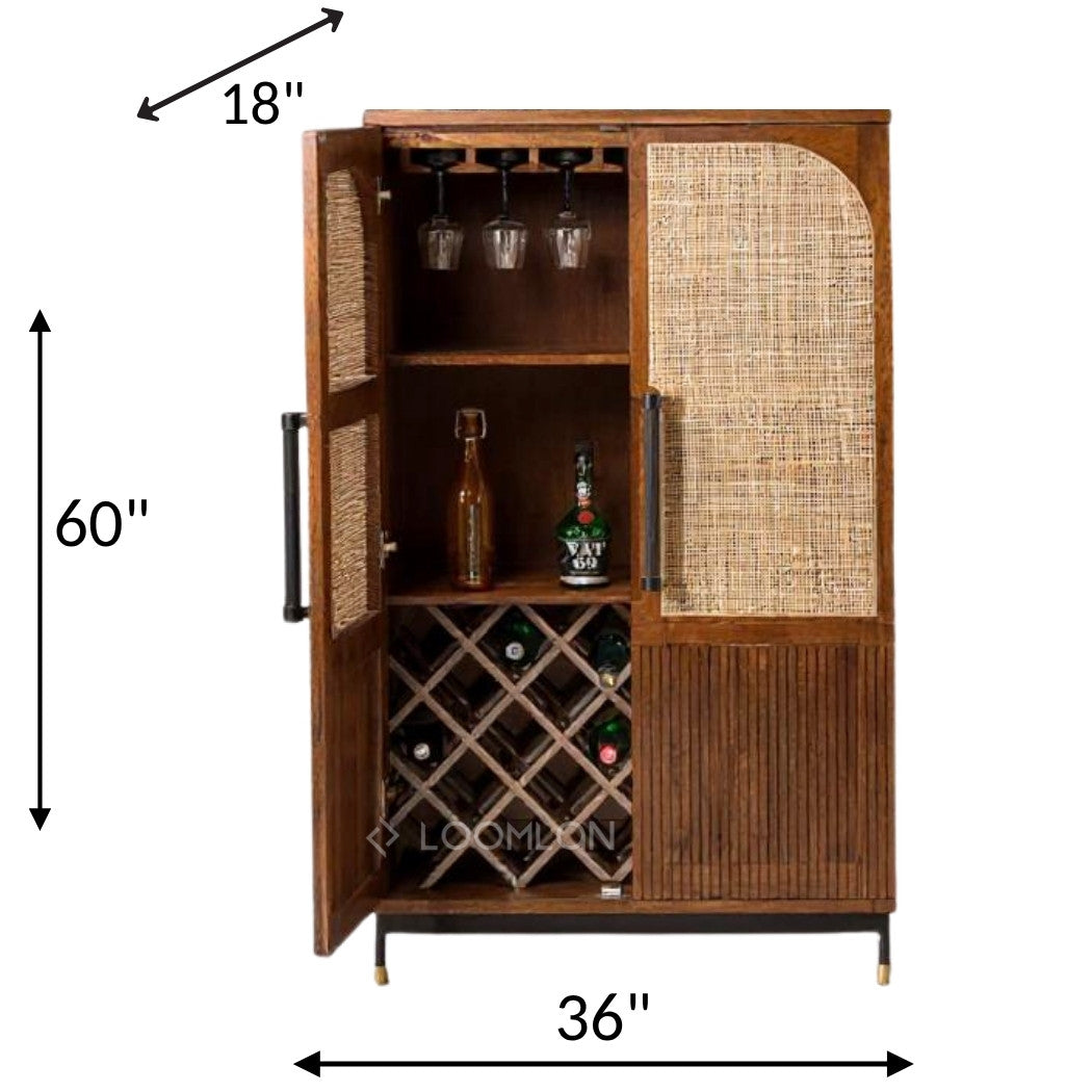 Jornessa Wooden Brown Bar Cabinet-Home Bar Cabinets-LOOMLAN-LOOMLAN
