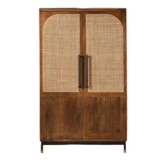 Jornessa Wooden Brown Bar Cabinet-Home Bar Cabinets-LOOMLAN-LOOMLAN
