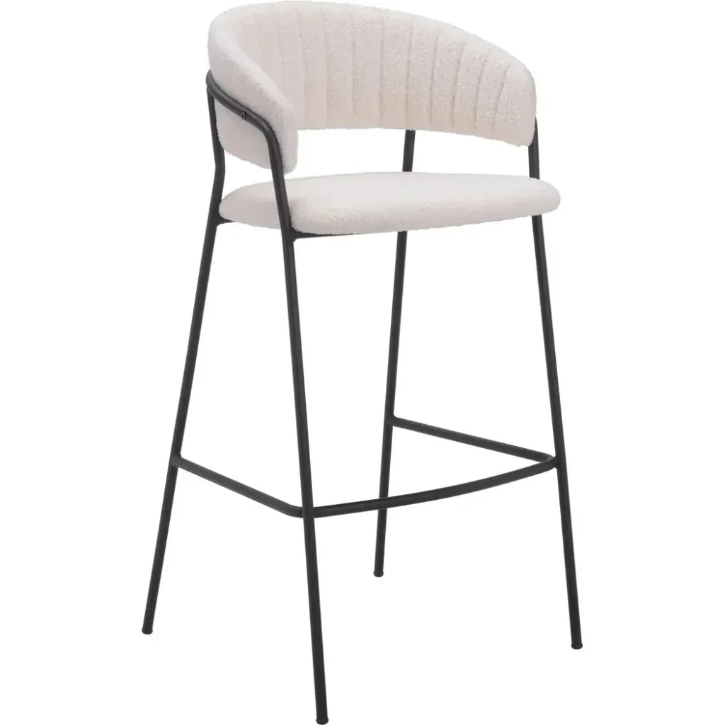 Josephine Barstool (Set of 2) Cream - LOOMLAN - Zuo Modern - Bar Stools