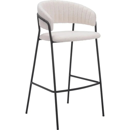 Josephine Barstool (Set of 2) Cream - LOOMLAN - Zuo Modern - Bar Stools