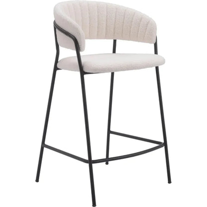 Josephine Counter Stool (Set of 2) Cream - LOOMLAN - Zuo Modern - Counter Stools