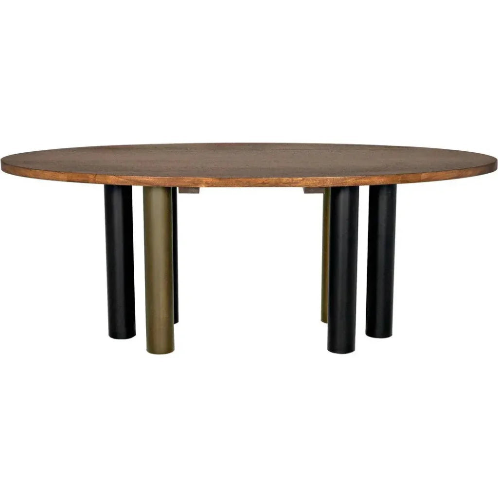 Journal Oval Dining Table Aged Brass-Dining Tables-Noir-LOOMLAN