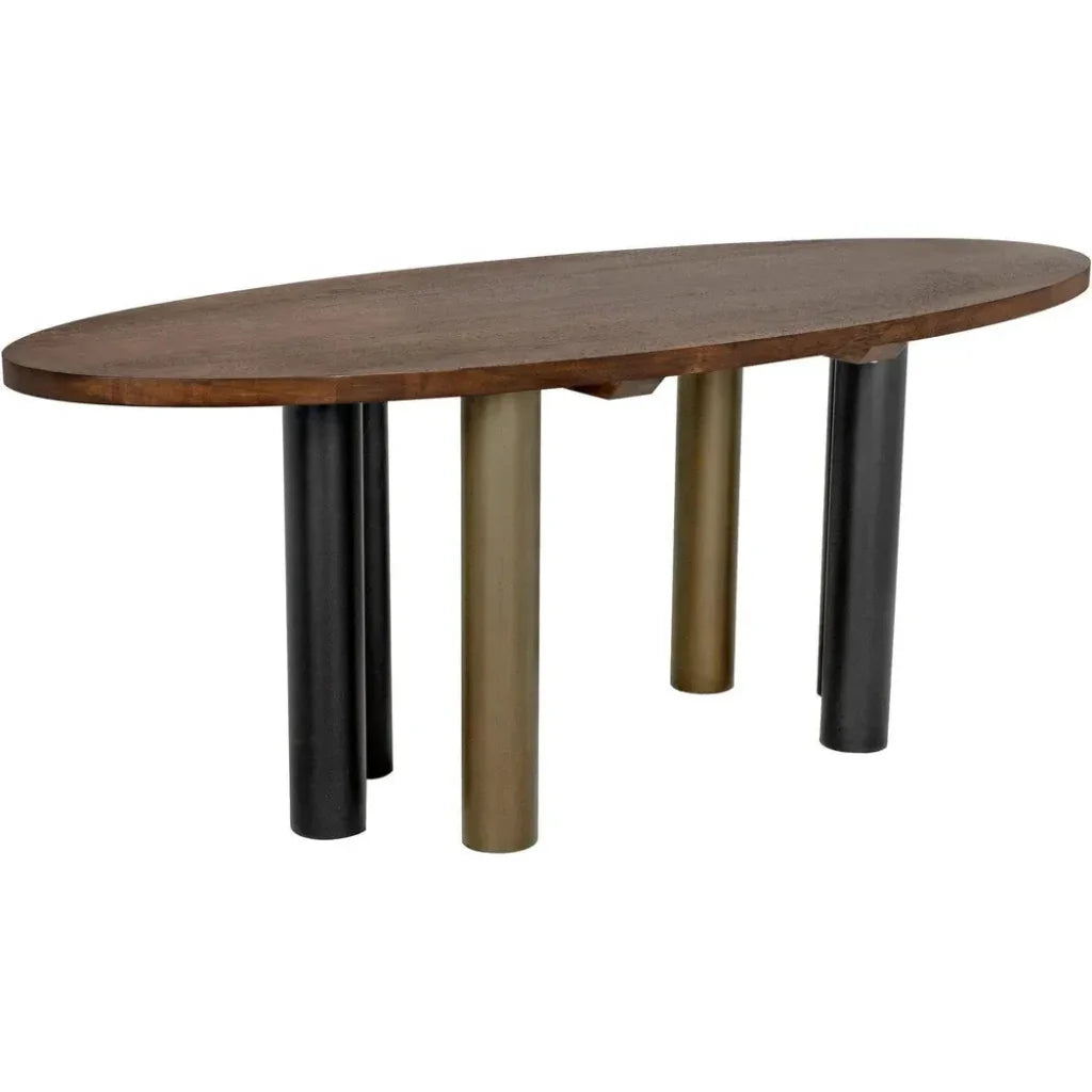 Journal Oval Dining Table Aged Brass-Dining Tables-Noir-LOOMLAN