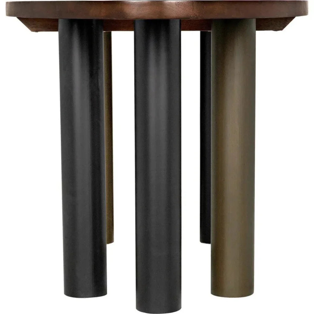 Journal Oval Dining Table Aged Brass-Dining Tables-Noir-LOOMLAN