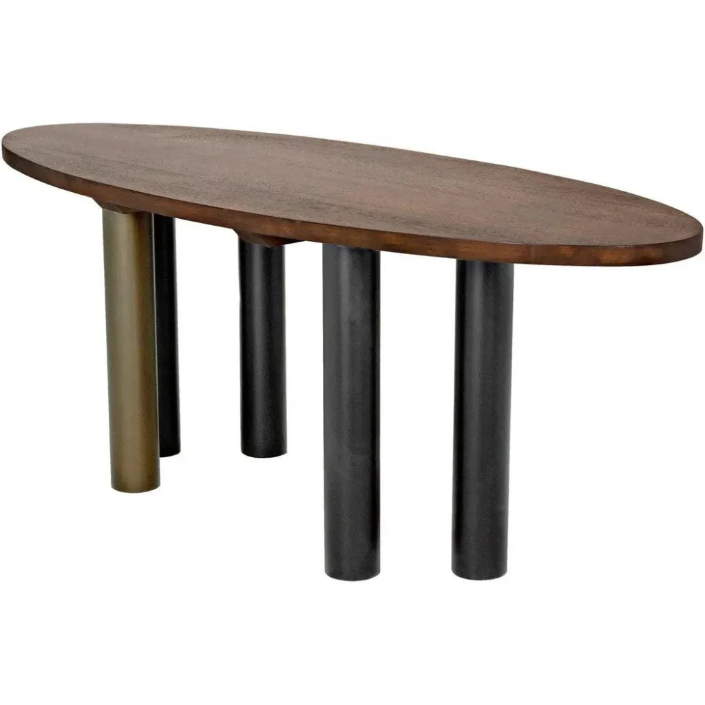 Journal Oval Dining Table Aged Brass-Dining Tables-Noir-LOOMLAN