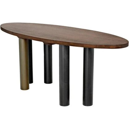 Journal Oval Dining Table Aged Brass-Dining Tables-Noir-LOOMLAN