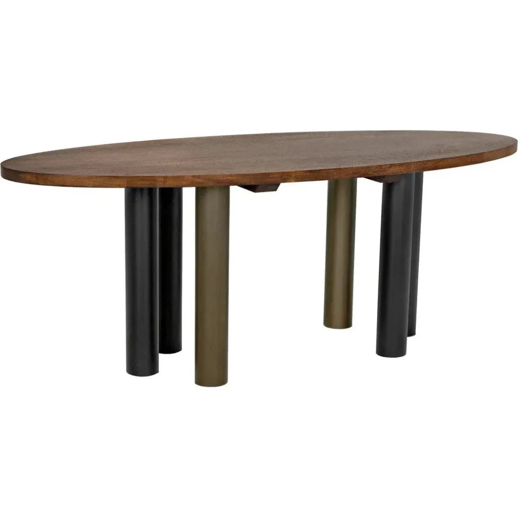 Journal Oval Dining Table Aged Brass-Dining Tables-Noir-LOOMLAN