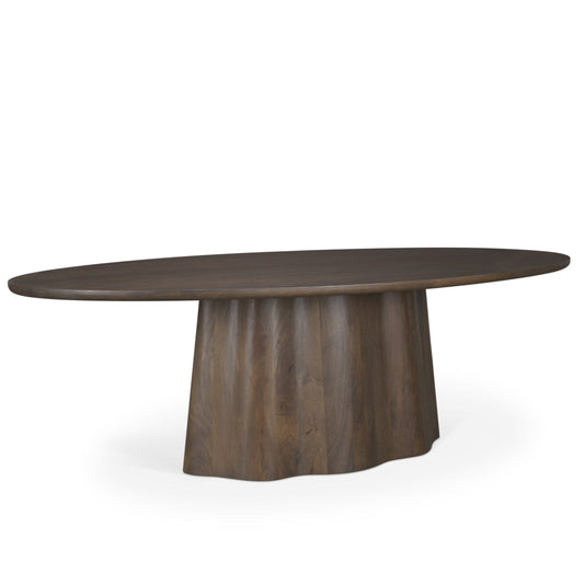 Jovani Wooden Oval Dining Table-Dining Tables-Mercana-Dark Brown-LOOMLAN