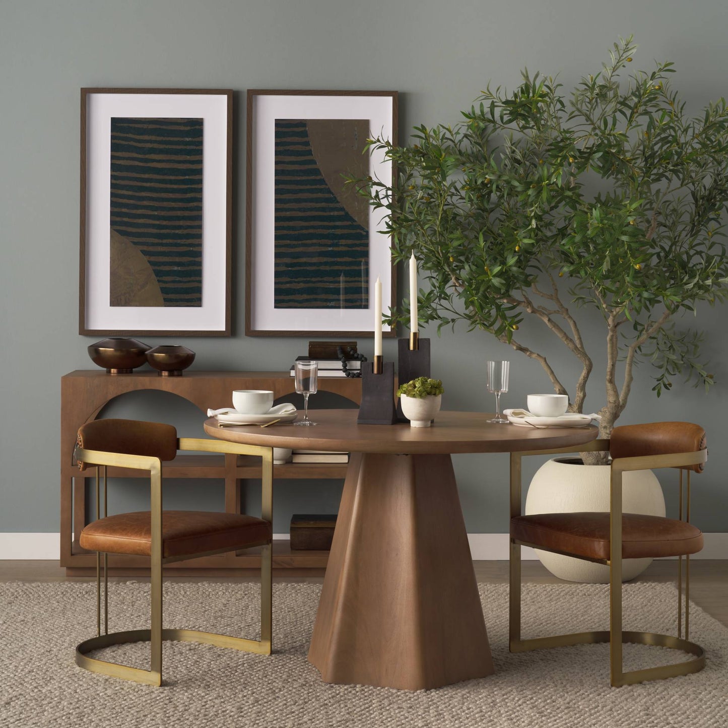 Jovani Wooden Round Dining Table-Dining Tables-Mercana-LOOMLAN