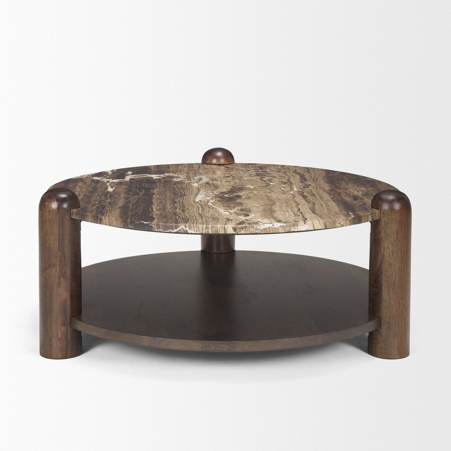 Jovia Cappuccino Marble Top Round Coffee Table