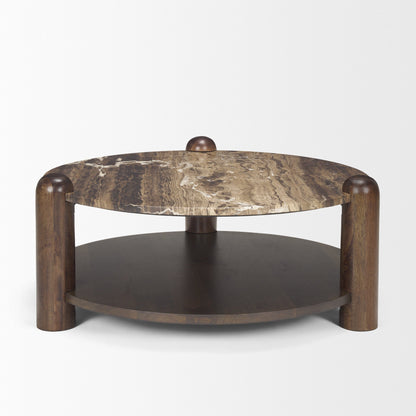 Jovia Cappuccino Marble Top Round Coffee Table