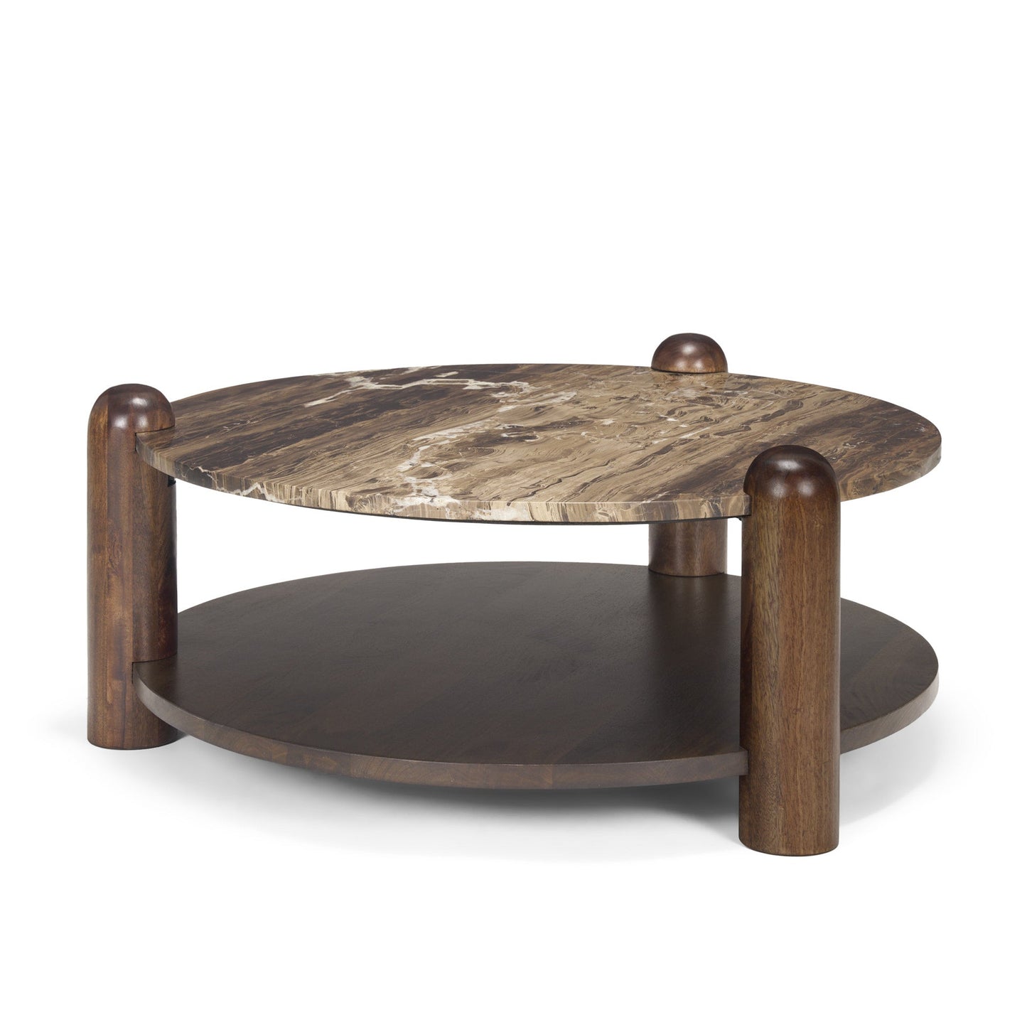 Jovia Cappuccino Marble Top Round Coffee Table