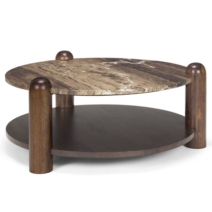 Jovia Cappuccino Marble Top Round Coffee Table
