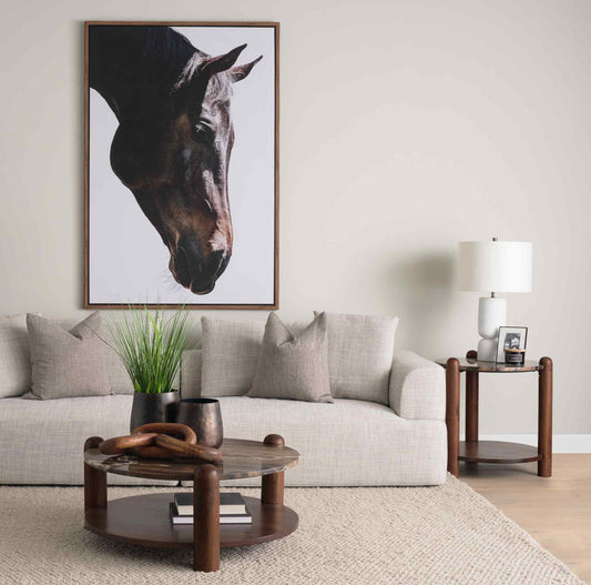 Jovia Cappuccino Marble Top Round Side Table