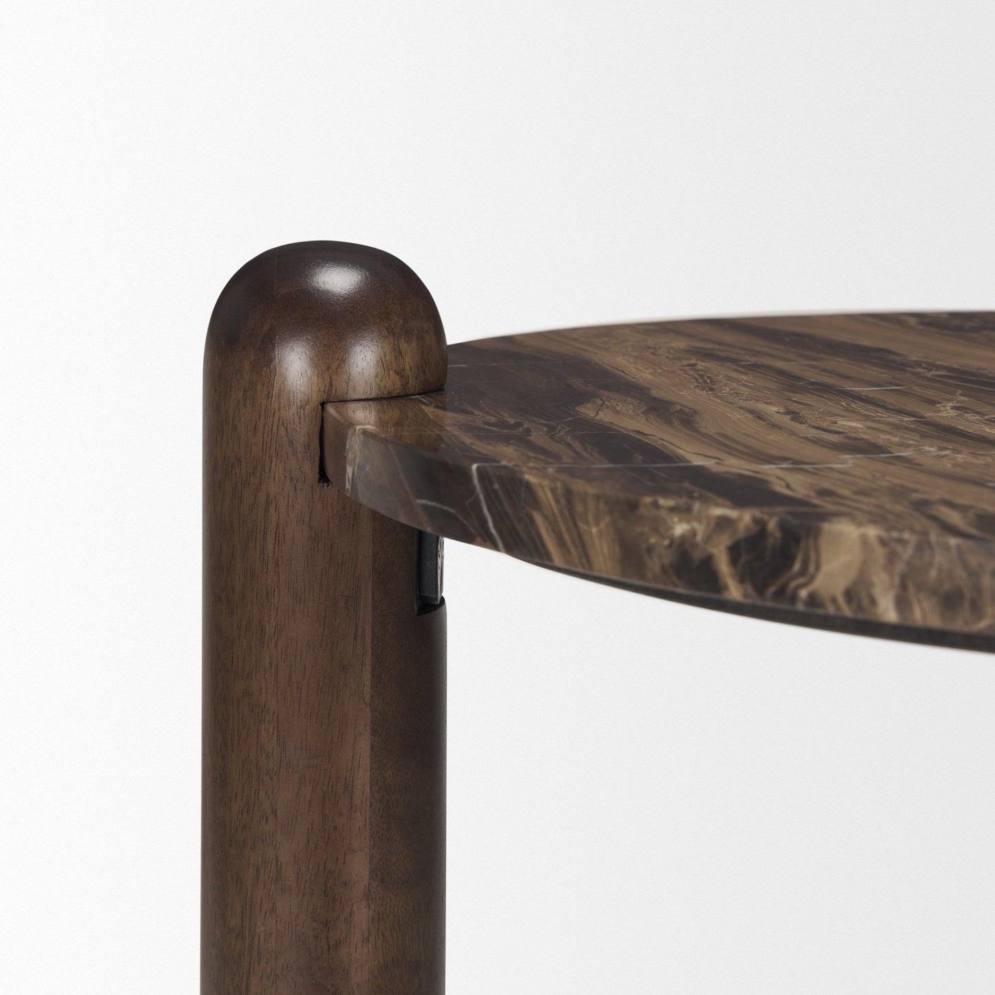 Jovia Cappuccino Marble Top Round Side Table