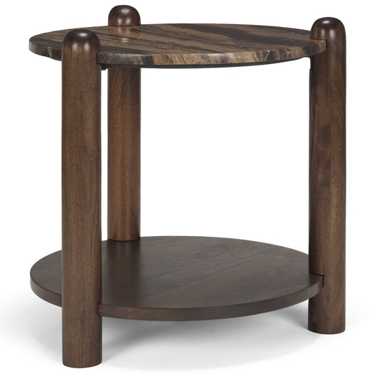 Jovia Cappuccino Marble Top Round Side Table