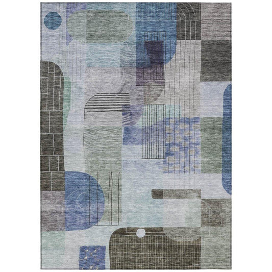 Jude Blue Washable Indoor-Outdoor Rug-Outdoor Rugs-LOOMLAN Rugs-2'6" x 3'10"-LOOMLAN
