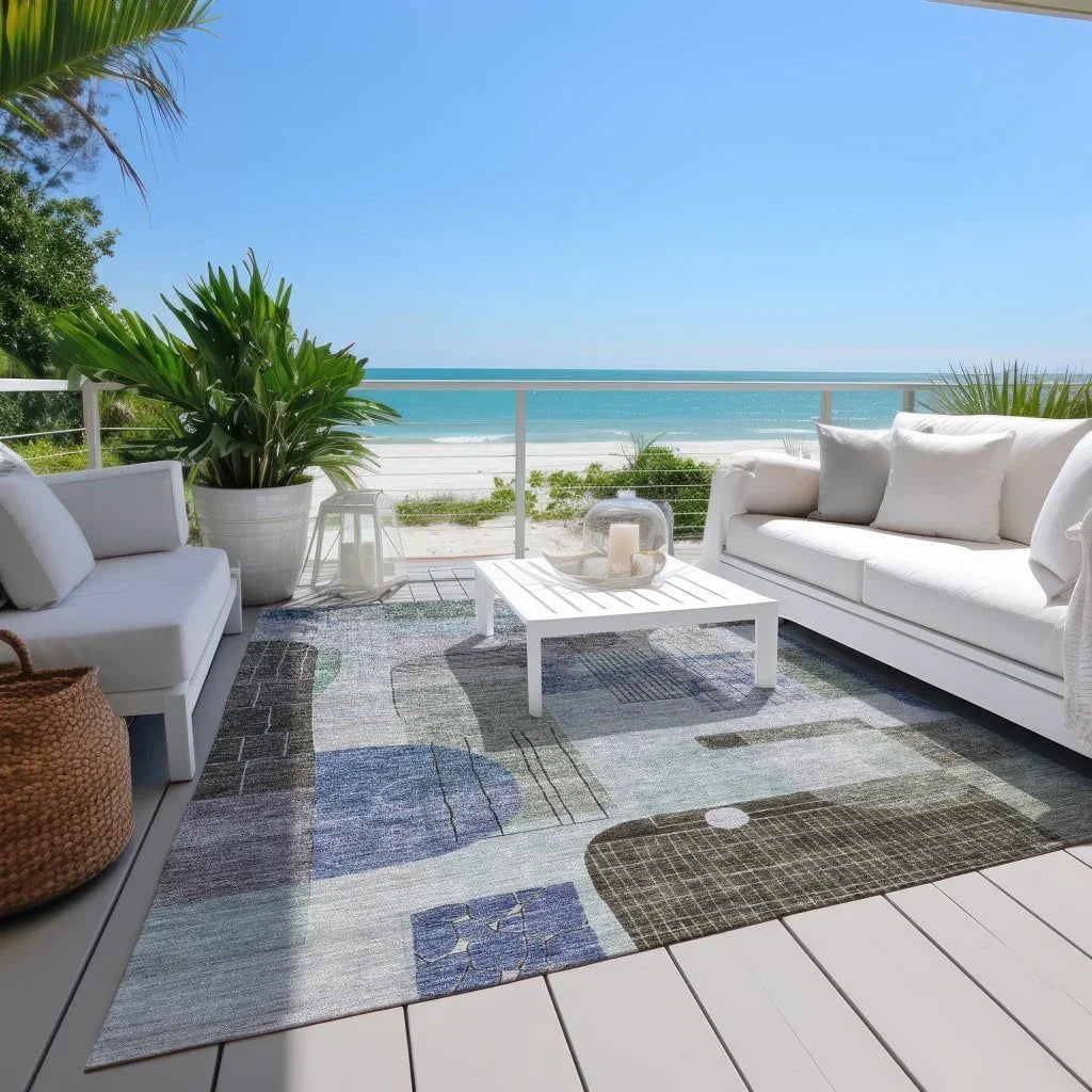 Jude Blue Washable Indoor-Outdoor Rug-Outdoor Rugs-LOOMLAN Rugs-LOOMLAN