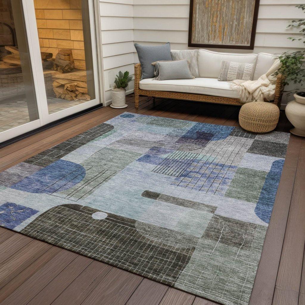 Jude Blue Washable Indoor-Outdoor Rug-Outdoor Rugs-LOOMLAN Rugs-LOOMLAN