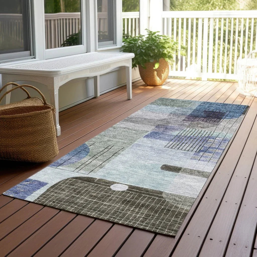 Jude Blue Washable Indoor-Outdoor Rug-Outdoor Rugs-LOOMLAN Rugs-LOOMLAN