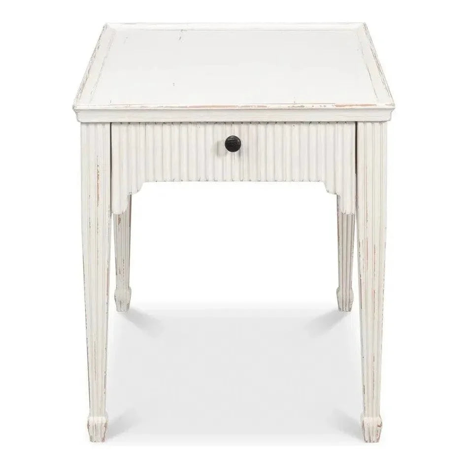 Jude Bungalow Pine White Rectangular Side Table - LOOMLAN - Sarreid - Side Tables