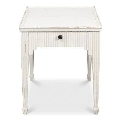 Jude Bungalow Pine White Rectangular Side Table - LOOMLAN - Sarreid - Side Tables
