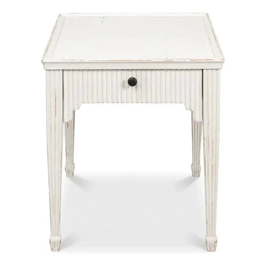 Jude Bungalow Pine White Rectangular Side Table - LOOMLAN - Sarreid - Side Tables