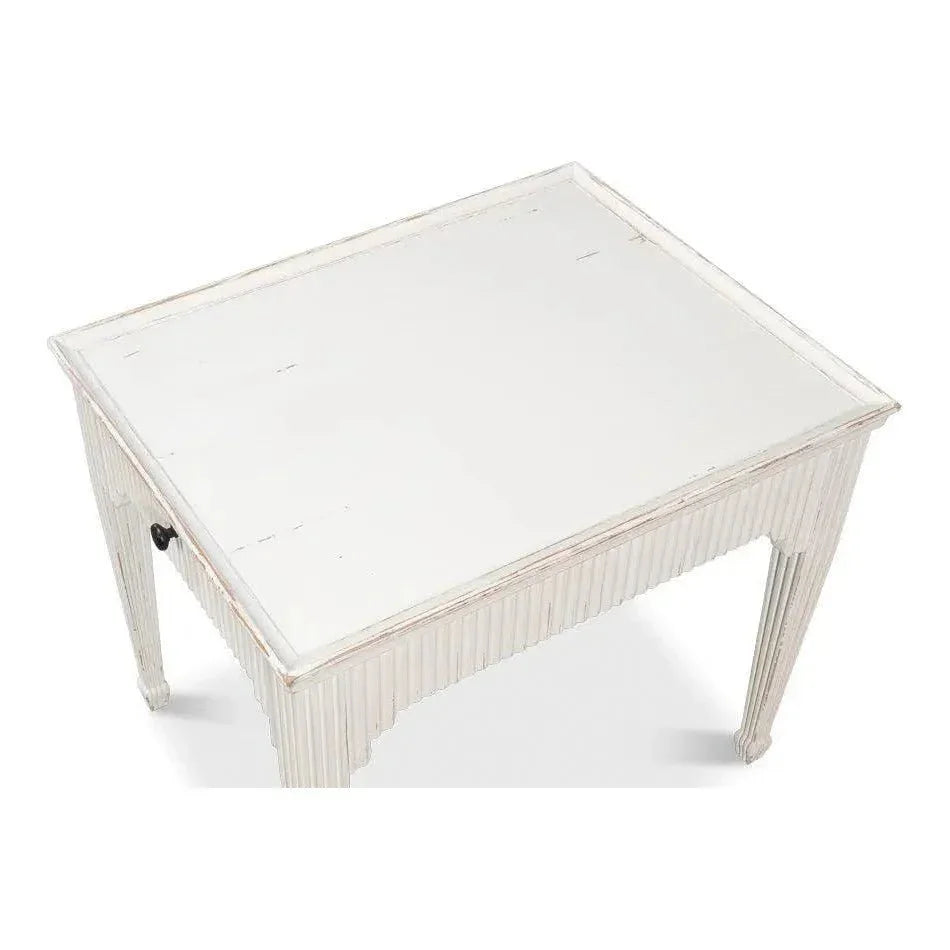 Jude Bungalow Pine White Rectangular Side Table - LOOMLAN - Sarreid - Side Tables
