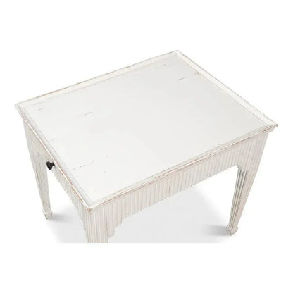 Jude Bungalow Pine White Rectangular Side Table - LOOMLAN - Sarreid - Side Tables