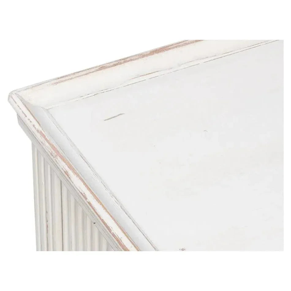 Jude Bungalow Pine White Rectangular Side Table - LOOMLAN - Sarreid - Side Tables