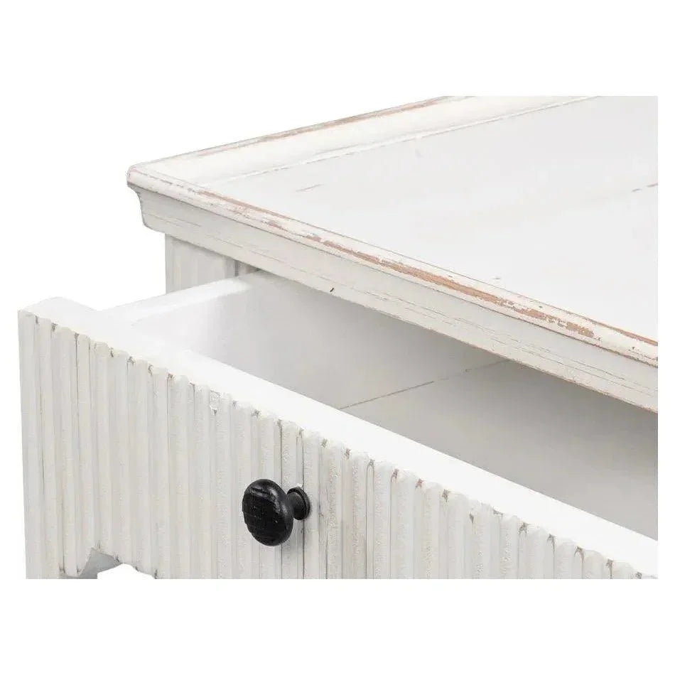 Jude Bungalow Pine White Rectangular Side Table - LOOMLAN - Sarreid - Side Tables