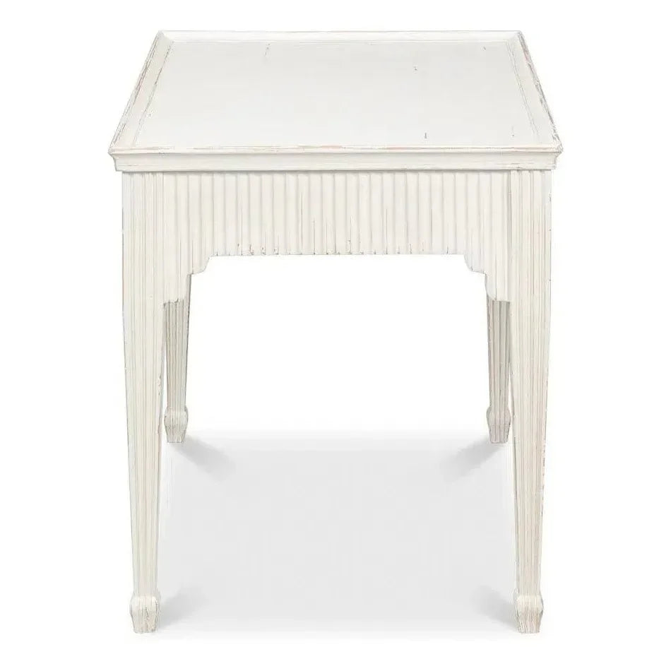 Jude Bungalow Pine White Rectangular Side Table - LOOMLAN - Sarreid - Side Tables