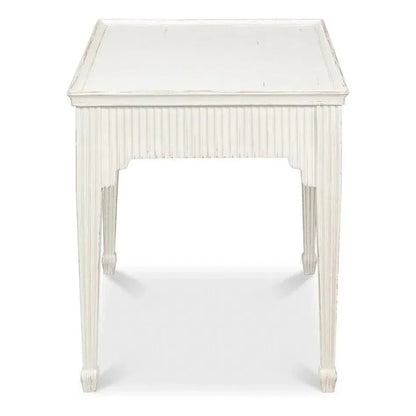 Jude Bungalow Pine White Rectangular Side Table - LOOMLAN - Sarreid - Side Tables
