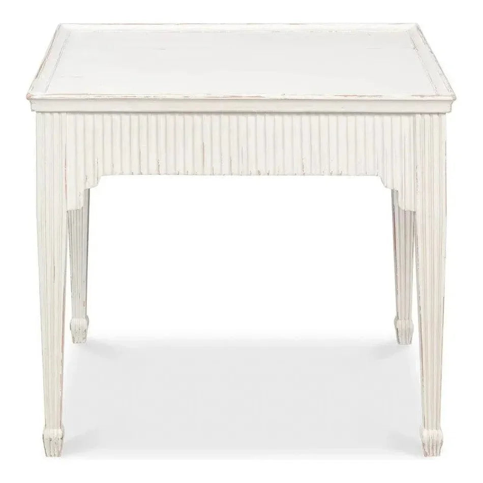 Jude Bungalow Pine White Rectangular Side Table - LOOMLAN - Sarreid - Side Tables