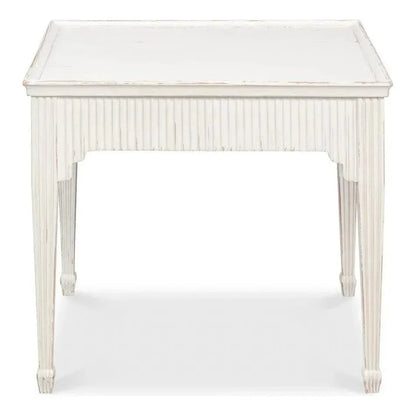 Jude Bungalow Pine White Rectangular Side Table - LOOMLAN - Sarreid - Side Tables