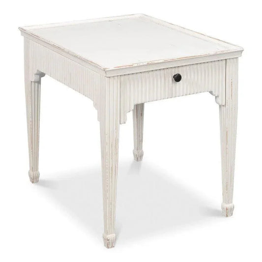 Jude Bungalow Pine White Rectangular Side Table - LOOMLAN - Sarreid - Side Tables