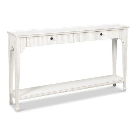 Jude Bungalow Pine White Sofa Table - LOOMLAN - Sarreid - Console Tables