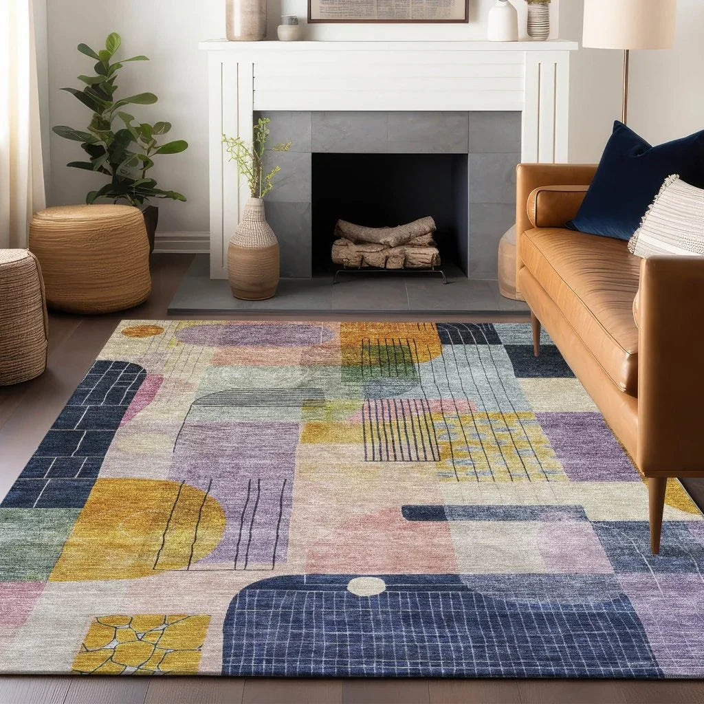 Jude Purple Washable Indoor-Outdoor Rug-Outdoor Rugs-LOOMLAN Rugs-LOOMLAN