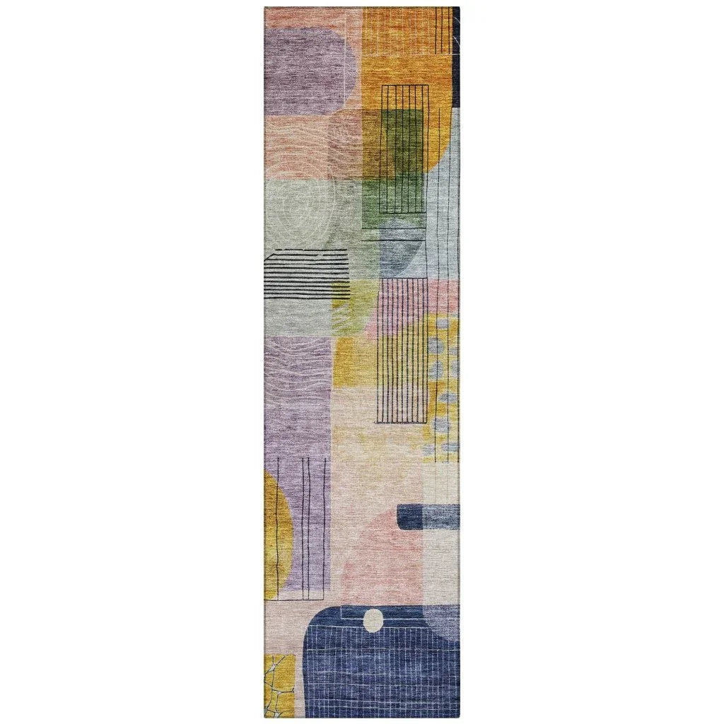 Jude Purple Washable Indoor-Outdoor Rug-Outdoor Rugs-LOOMLAN Rugs-2'3" x 7'6"-LOOMLAN