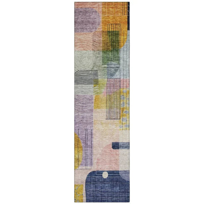 Jude Purple Washable Indoor-Outdoor Rug-Outdoor Rugs-LOOMLAN Rugs-2'3" x 7'6"-LOOMLAN