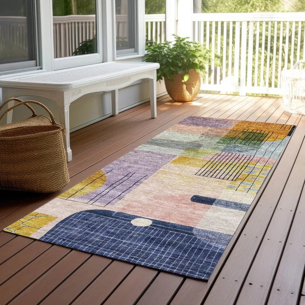 Jude Purple Washable Indoor-Outdoor Rug-Outdoor Rugs-LOOMLAN Rugs-LOOMLAN