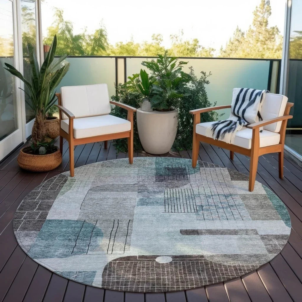 Jude Teal Washable Indoor-Outdoor Rug-Outdoor Rugs-LOOMLAN Rugs-LOOMLAN