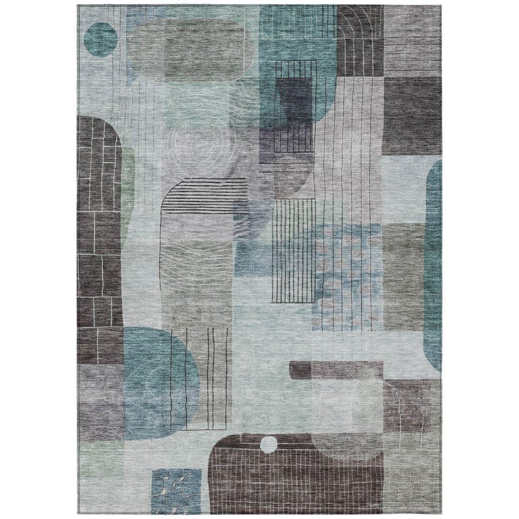 Jude Teal Washable Indoor-Outdoor Rug-Outdoor Rugs-LOOMLAN Rugs-2'6" x 3'10"-LOOMLAN
