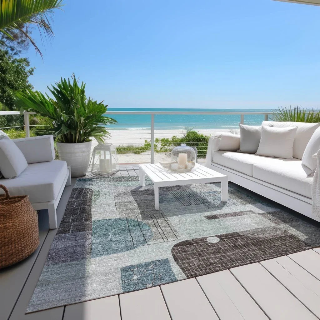 Jude Teal Washable Indoor-Outdoor Rug-Outdoor Rugs-LOOMLAN Rugs-LOOMLAN