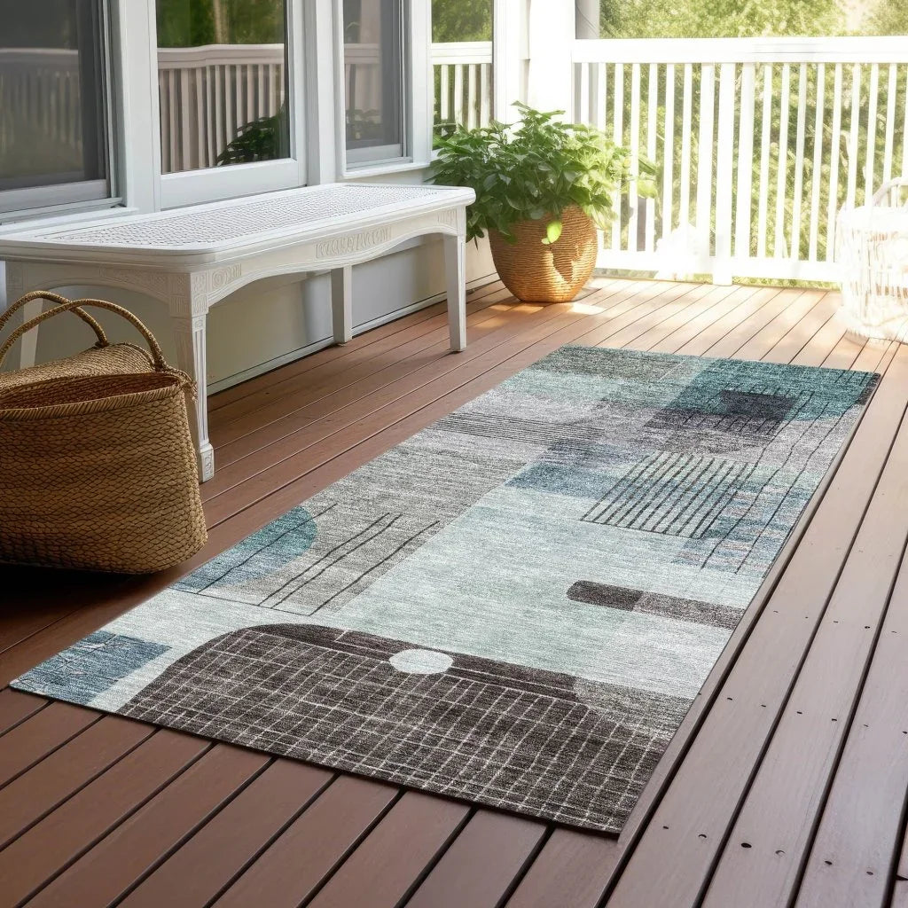 Jude Teal Washable Indoor-Outdoor Rug-Outdoor Rugs-LOOMLAN Rugs-LOOMLAN